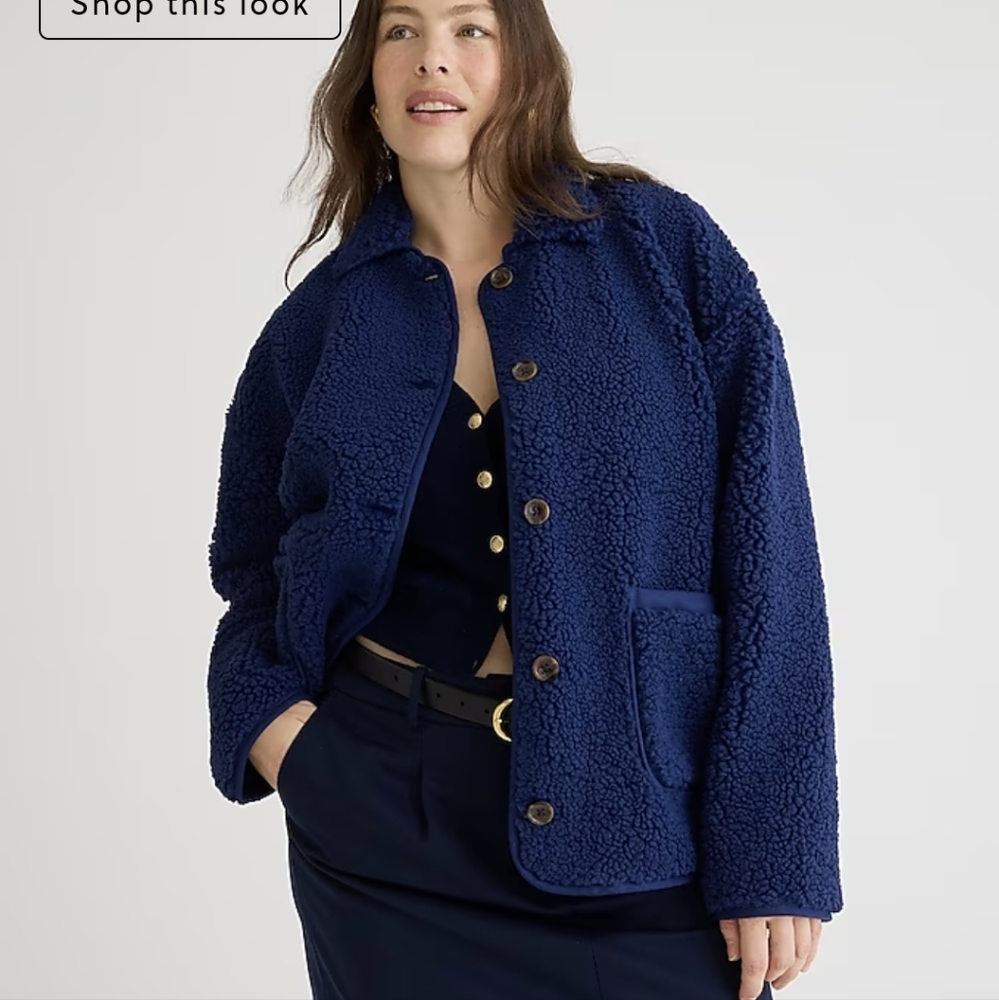 Navy Sherpa J.Crew Barn Jacket size Large